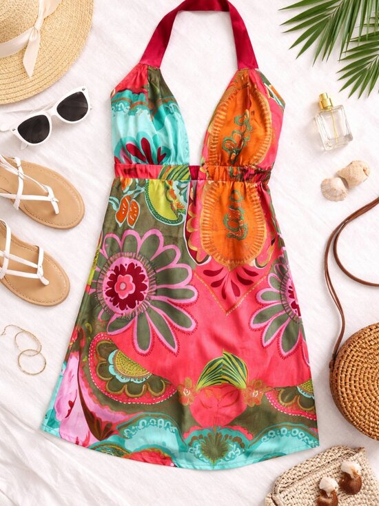 Wet Seal Dresses & Skirts - Wet Seal Halter Dress Floral Boho Print Size S